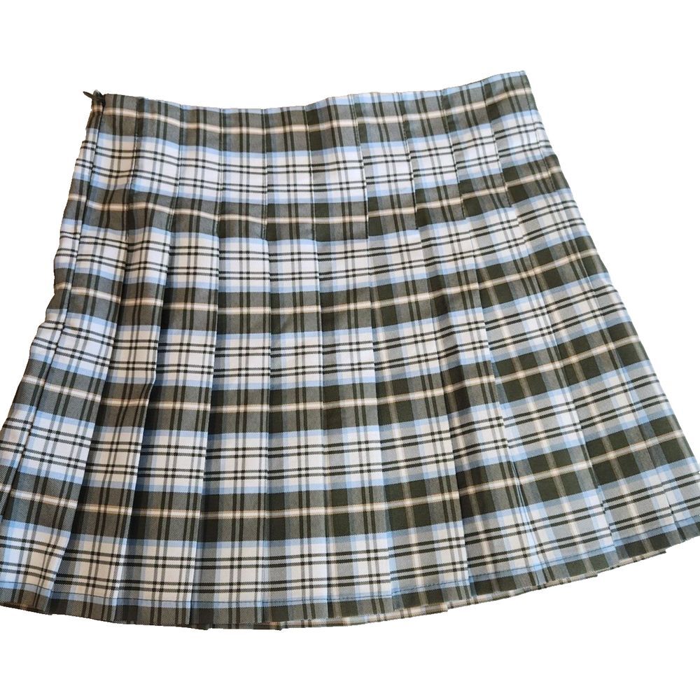 NO BOUNDARIES‎ Junior size 7-9 Green Blue Plaid Pleated Academia Mini Flirty Fun